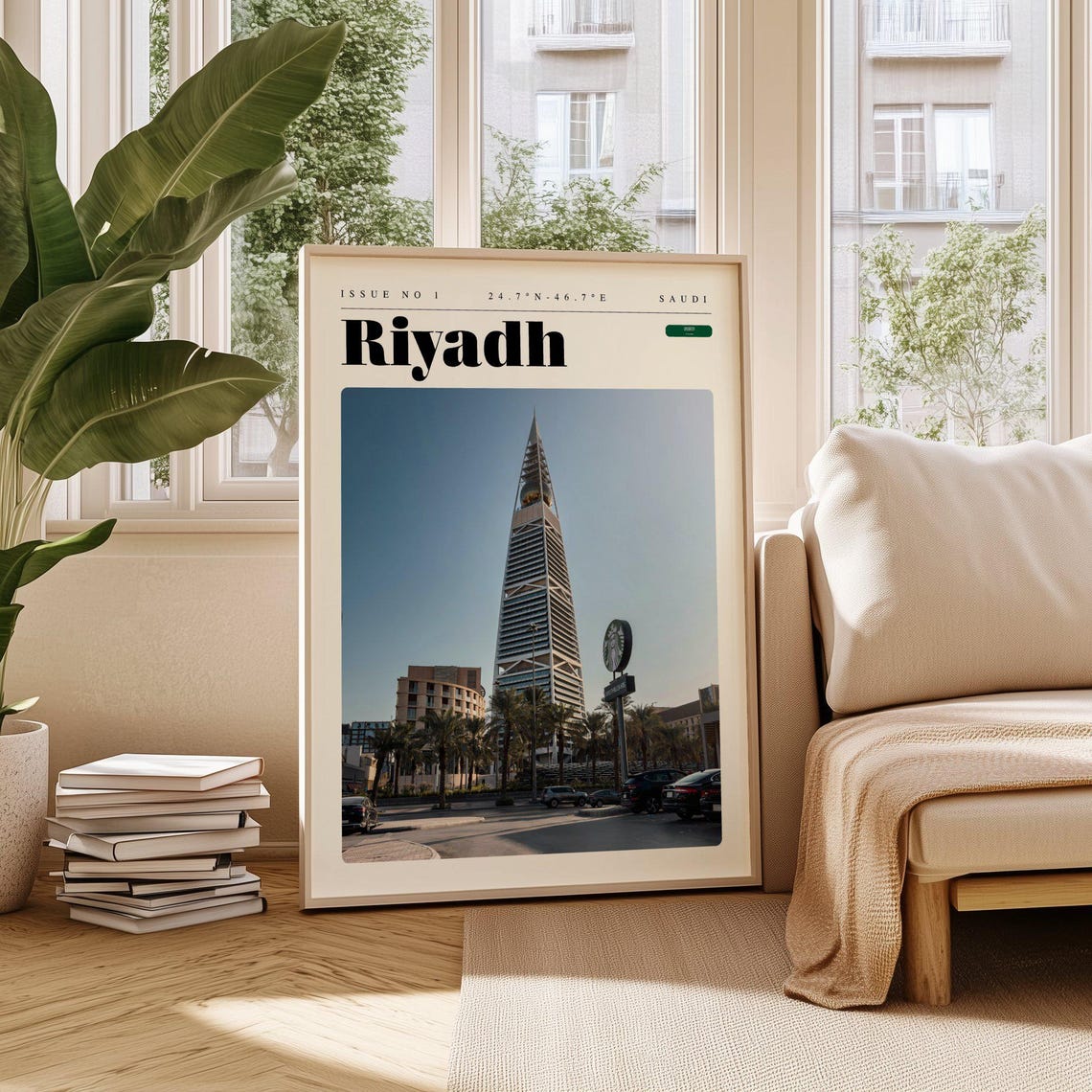 Riyadh Saudi Pyramid Skyscraper City Street Travel Poster Artwork