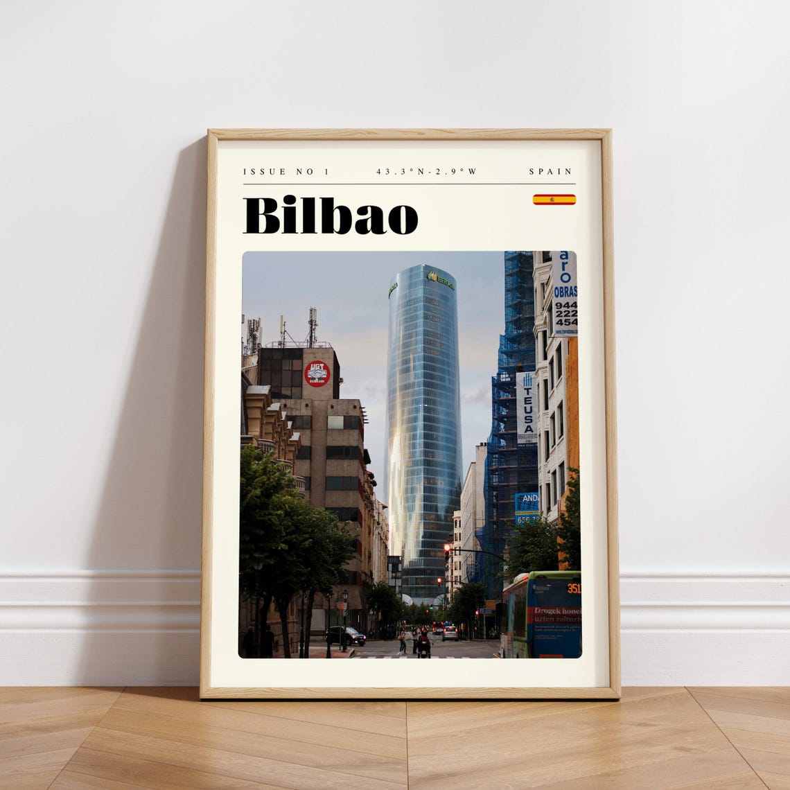 Bilbao Spain Modern Glass Skyscraper Street Skyline Travel Poster - Image 3