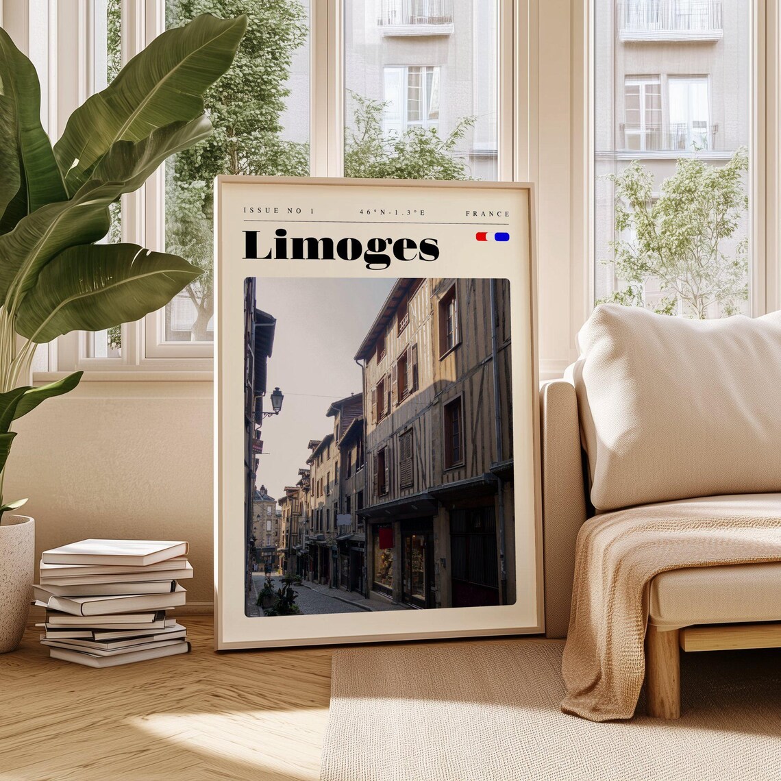 Limoges France Half Timbered Street Old Town Photo Travel Poster