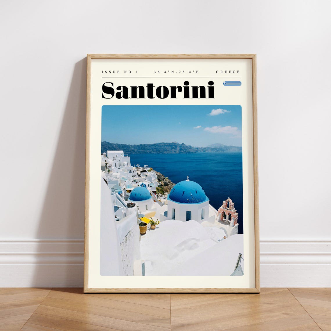Santorini Greece Blue Domes White Village Over The Aegean Poster - Image 3