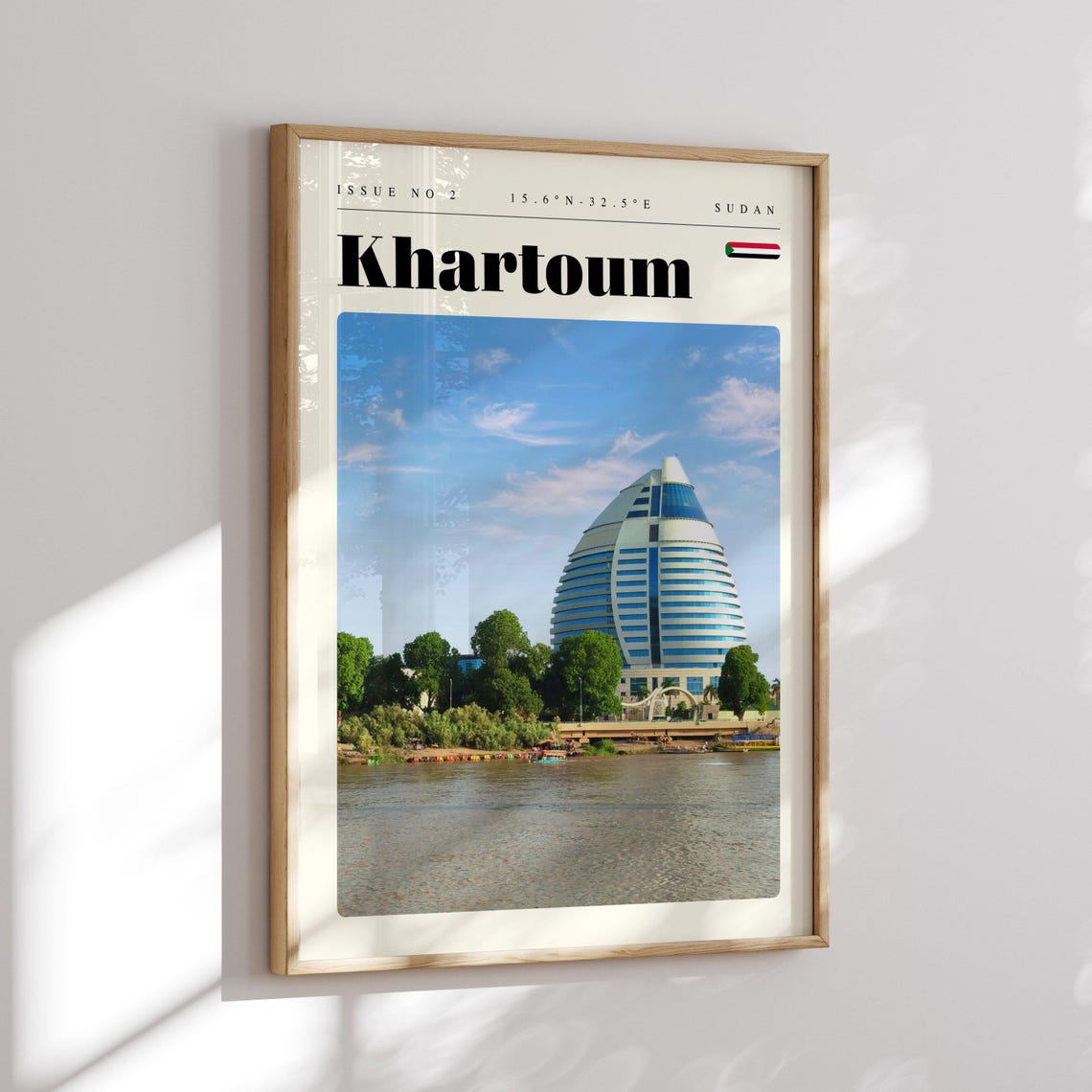 Khartoum Sudan Nile Riverfront Sail Shaped Tower Travel Poster - Image 2