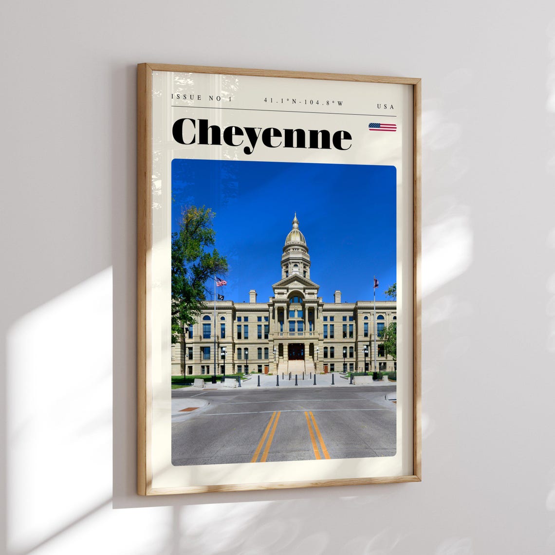Cheyenne Wyoming Gold Domed State Capitol Sunny Day Travel Poster - Image 2