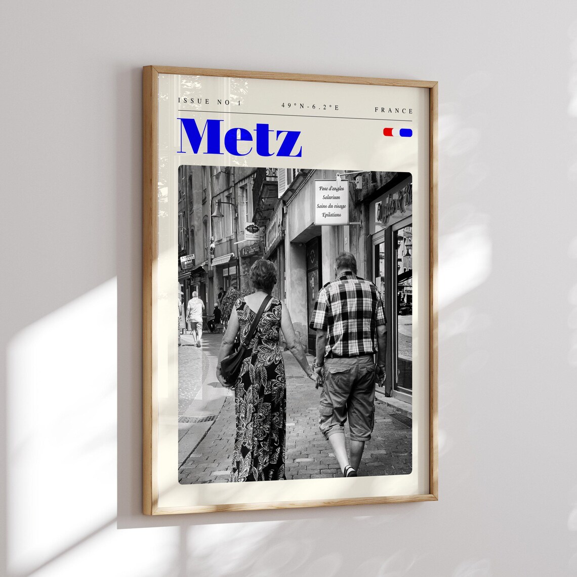 Metz Black and White Street Walkers France Vintage Travel Poster - Image 2