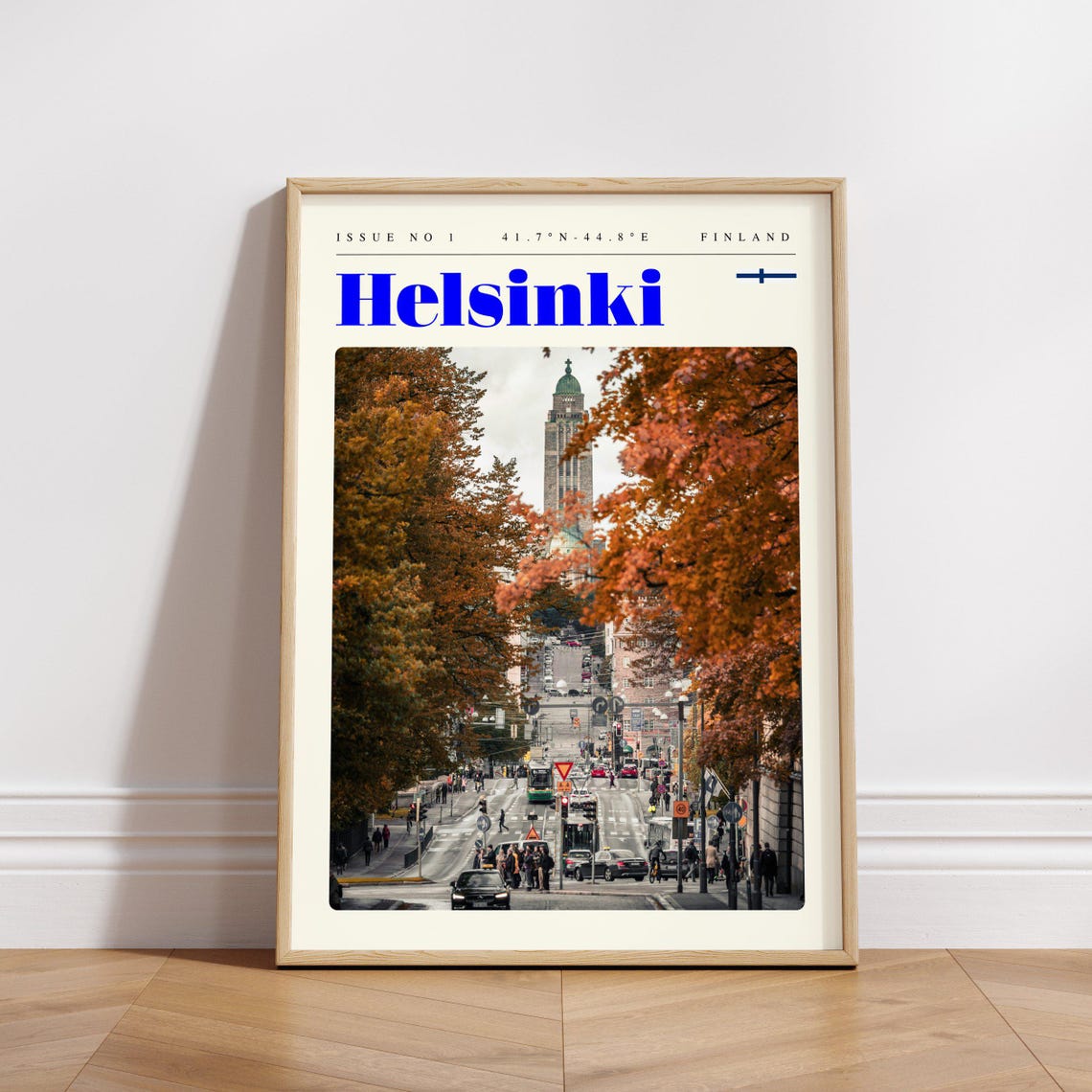 Helsinki Finland Autumn Street Orange Trees City Scene Travel Poster - Image 3