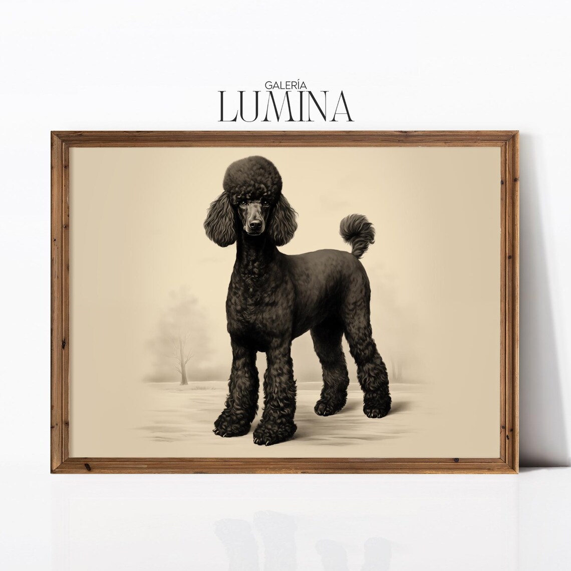 Black Poodle Minimalist Dog Illustration Art Print