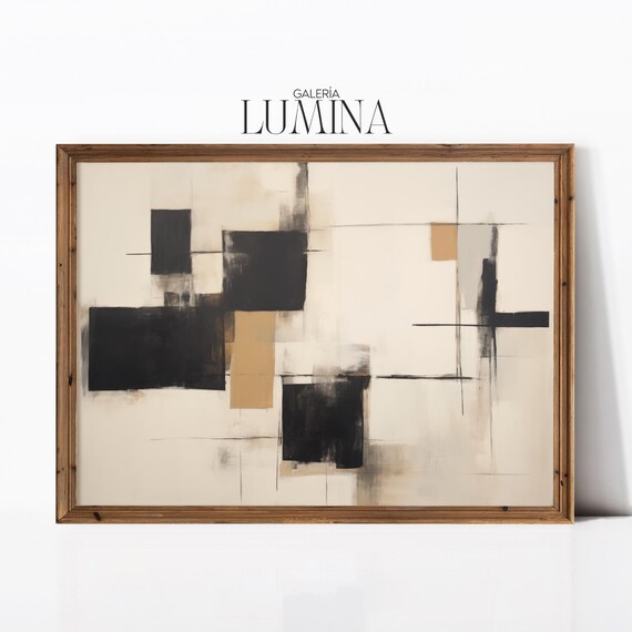 Black And White Abstract Geometric Minimalist Art Print