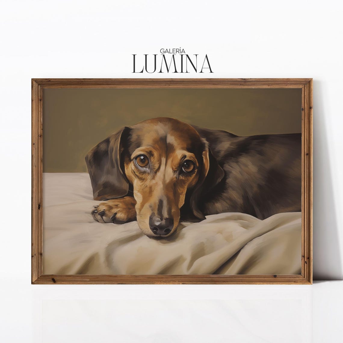 Vintage Brown Dachshund Oil Painting Dog Portrait Cushion Poster