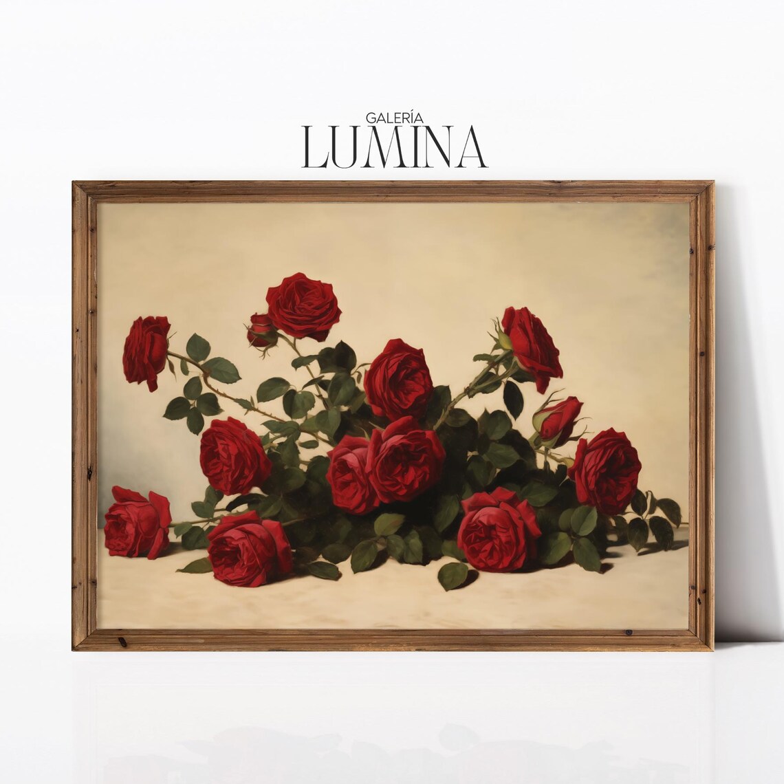 Classic Red Roses Still Life Oil Painting Romantic Bouquet Poster
