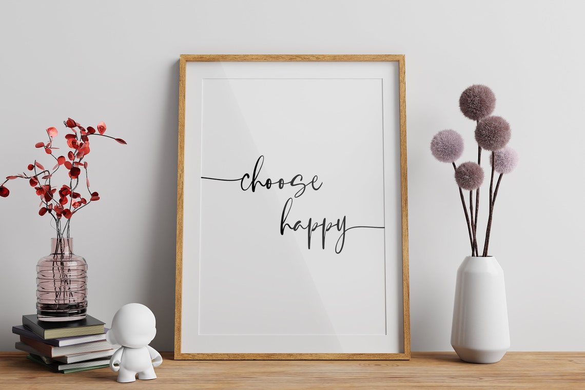 Choose Happy Flowing Script Minimalist Joyful Affirmation Poster - Image 2
