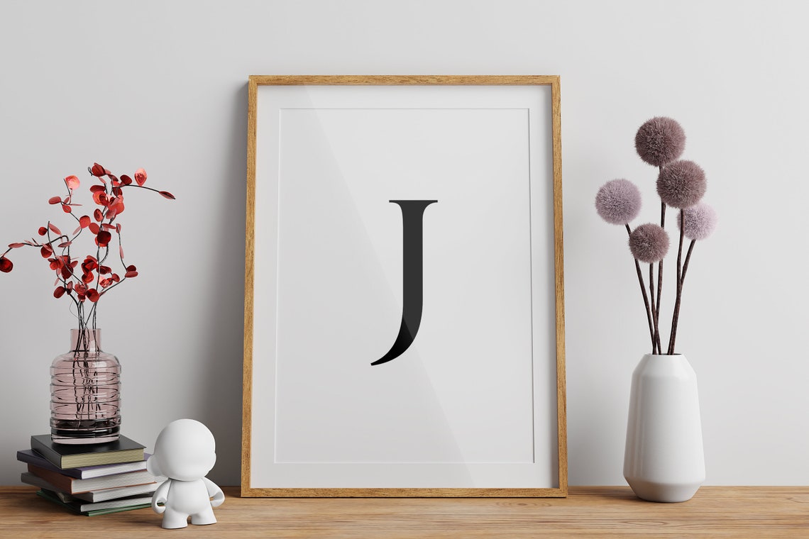 Letter J Bold Serif Monogram Initial Alphabet Minimalist Poster - Image 2