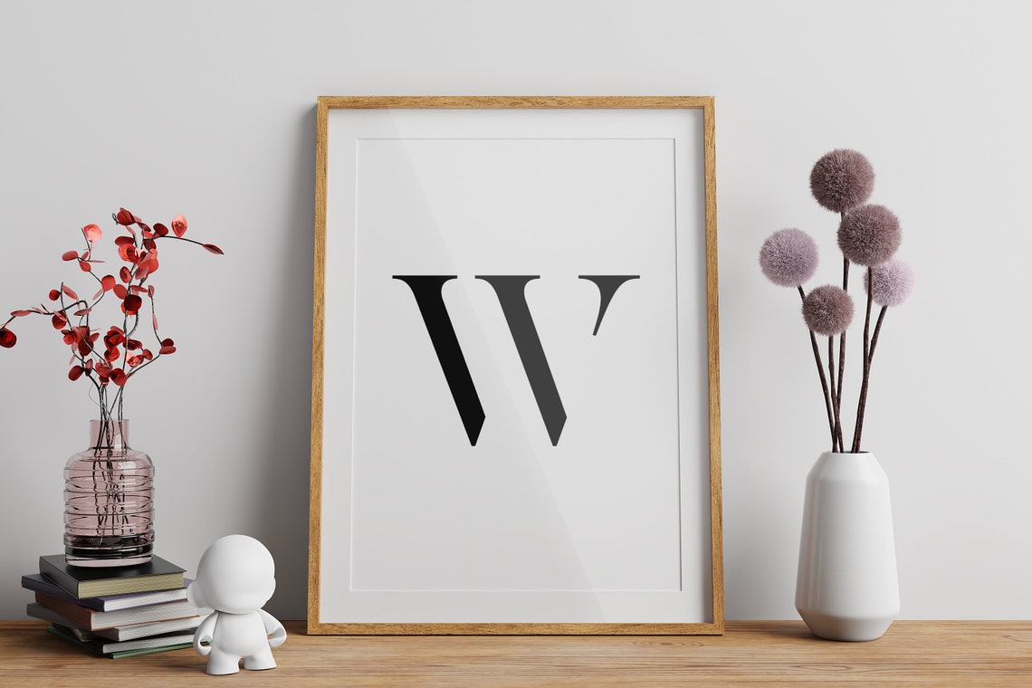 Letter W Bold Serif Monogram Initial Alphabet Minimalist Poster - Image 2