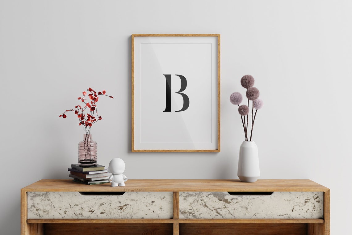 Letter B Modern Serif Monogram Initial Typography Wall Poster - Image 3