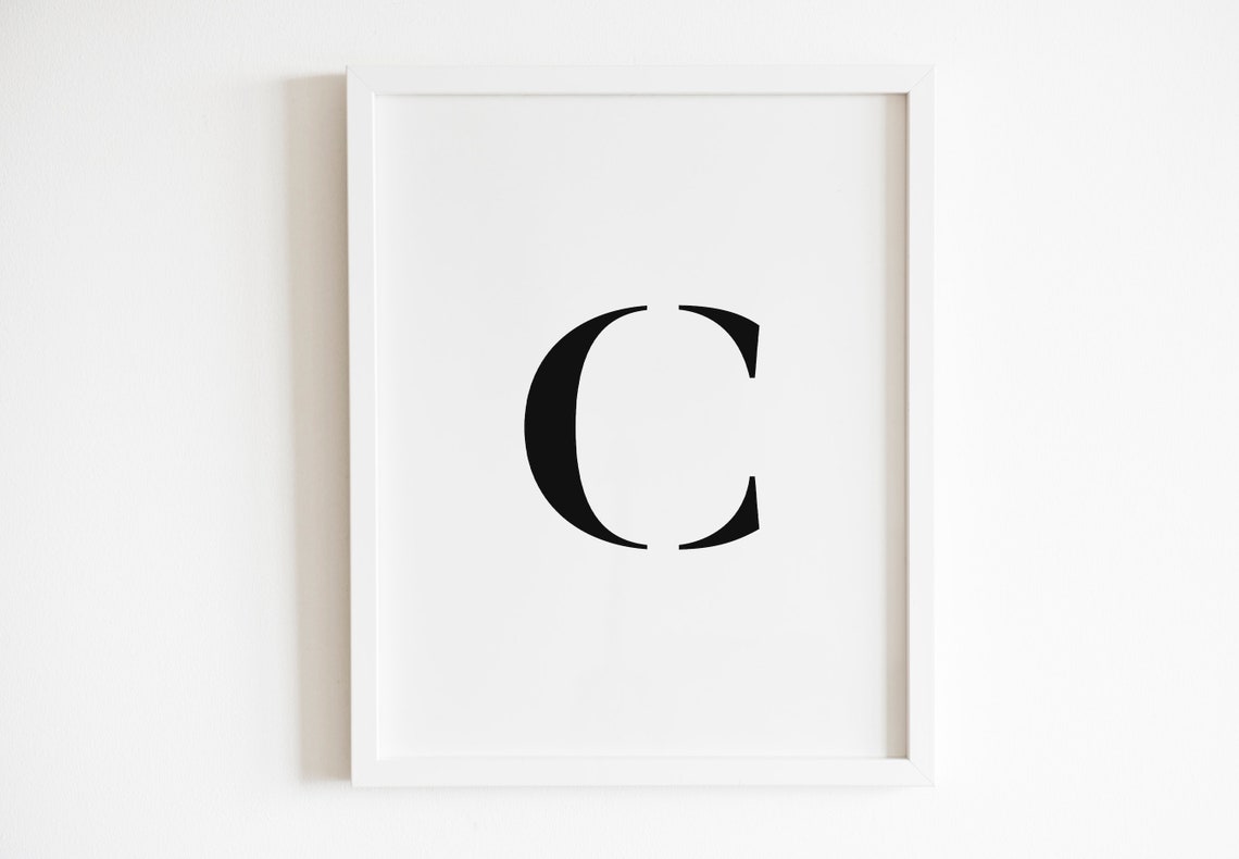 Letter C Modern Serif Monogram Initial Typography Wall Poster