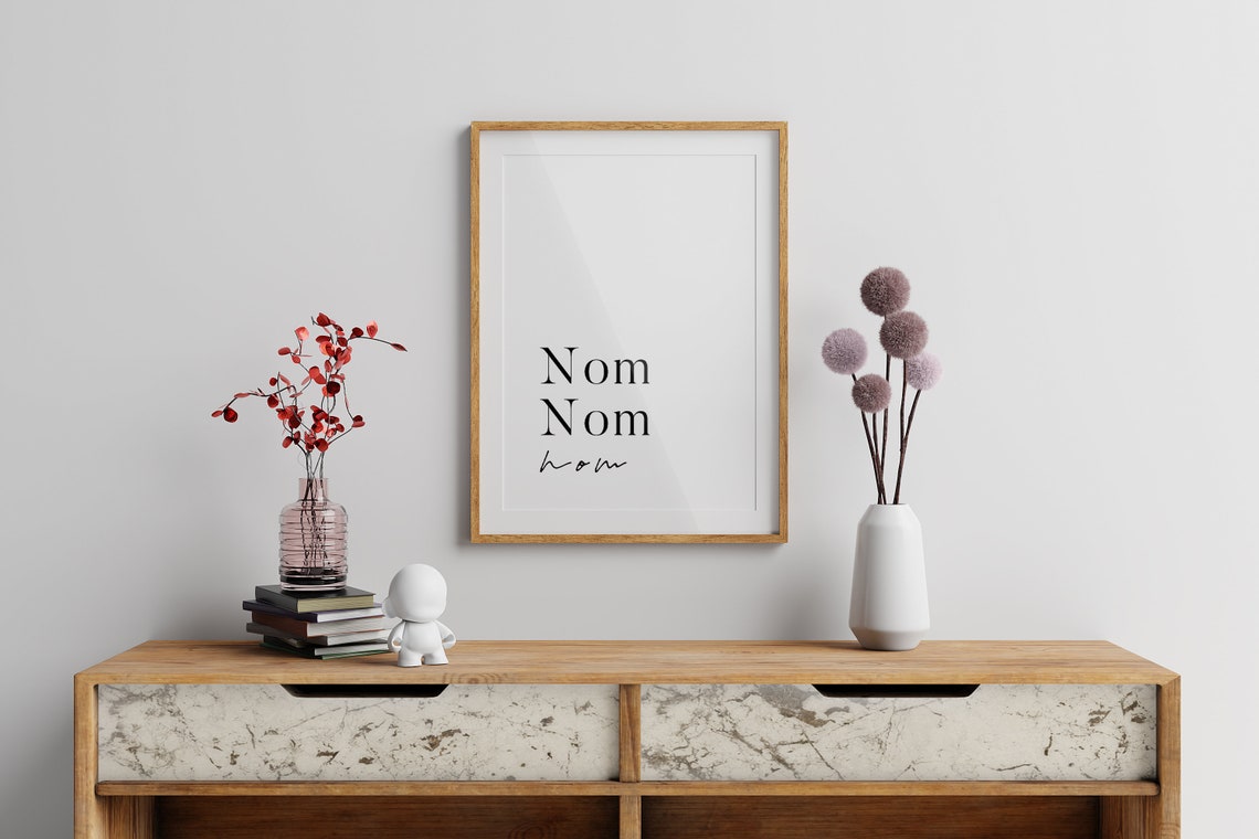 Nom Nom Playful Fun Kitchen Typography Food Lover Quote Poster - Image 3