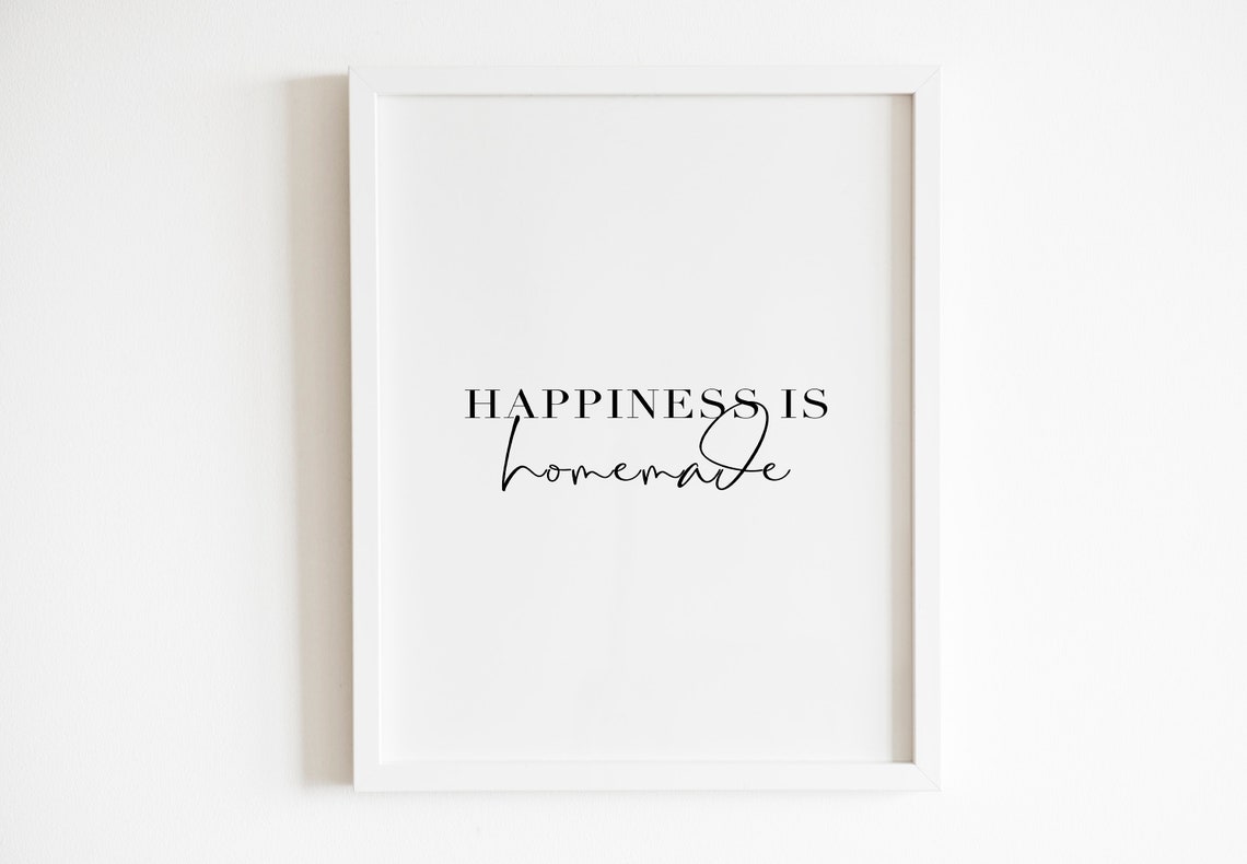 Happiness Is Homemade Elegant Kitchen Script Typography Poster