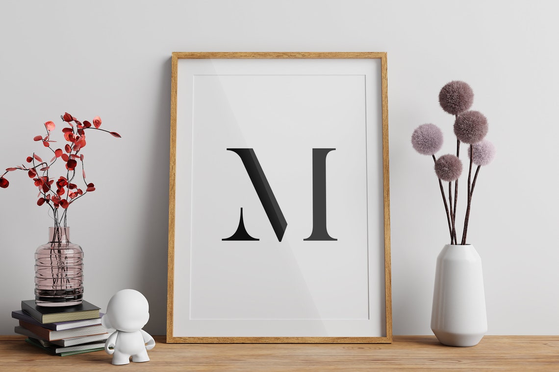 Letter M Modern Serif Monogram Initial Typography Wall Poster - Image 2
