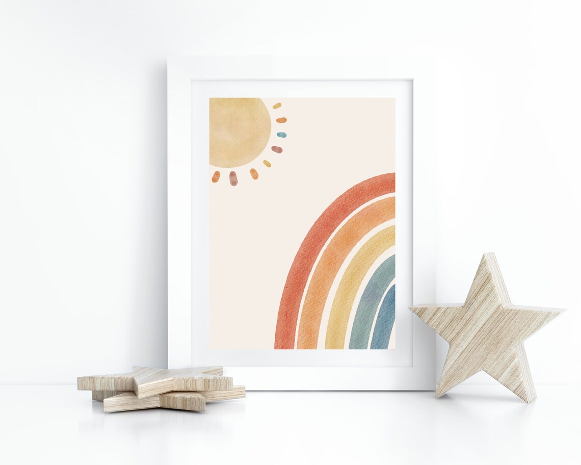 Boho Nursery Decor Boho Nursery Print Boho Nursery Rainbow Prints Boho Nursery Wall Decor Kids Room Art Playroom Decor Baby Girl Room - Image 3