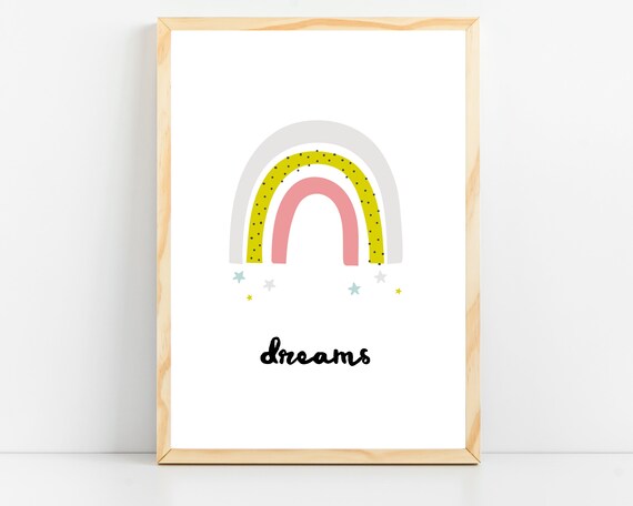 Rainbow Print Rainbow Nursery Decor Inspirational Nursery Decor Nursery Quote Wall Art Baby Girl Nursery Prints Baby Room Decor
