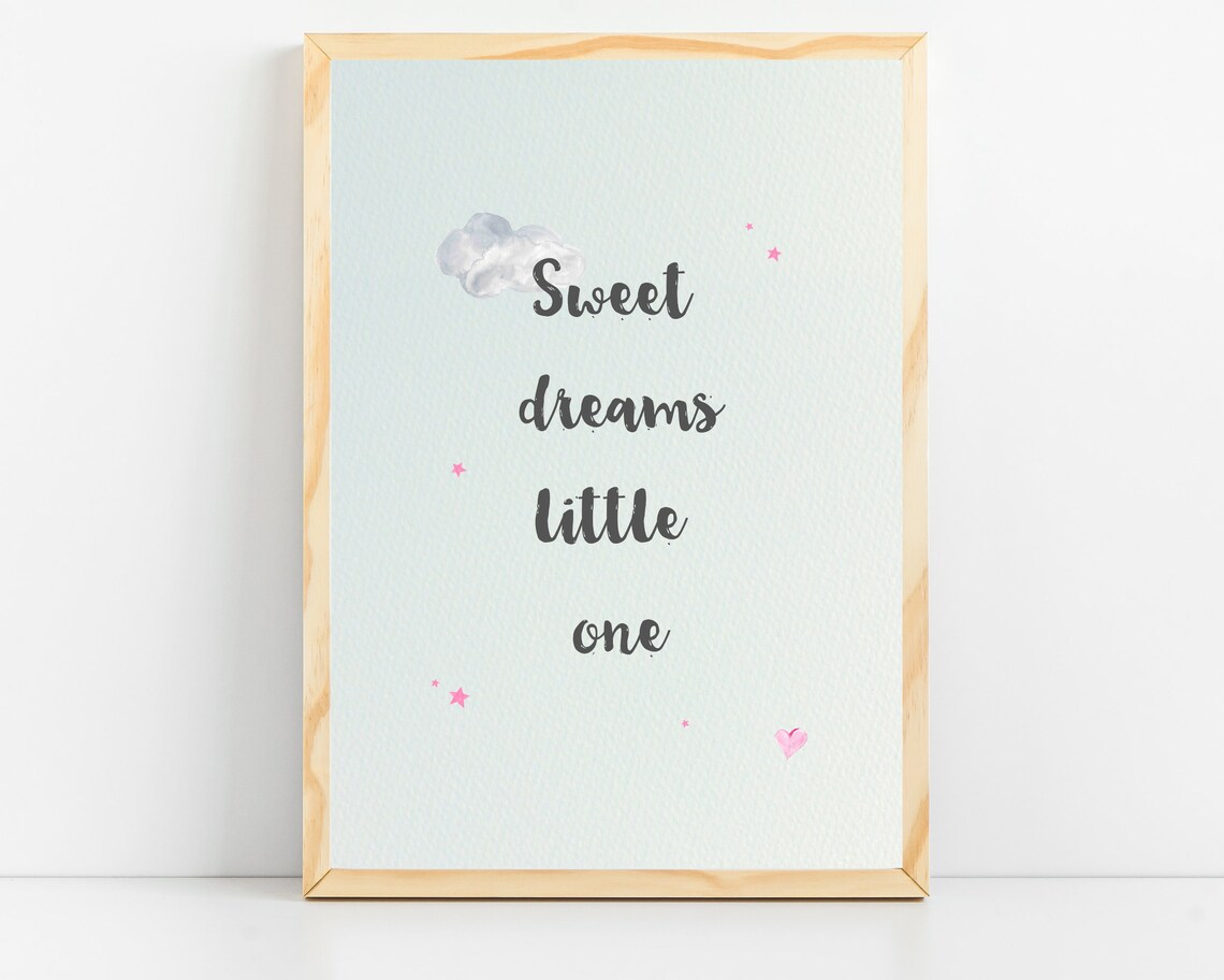 Cloud Nursery Print Sweet Dreams Nursery Wall Decor Night Sky Nursery Sky Nursery Art Baby Girl Watercolor Nursery Prints Kids Room Poster