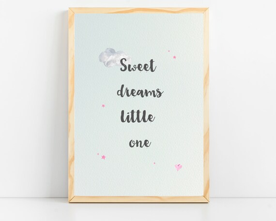 Cloud Nursery Print Sweet Dreams Nursery Wall Decor Night Sky Nursery Sky Nursery Art Baby Girl Watercolor Nursery Prints Kids Room Poster