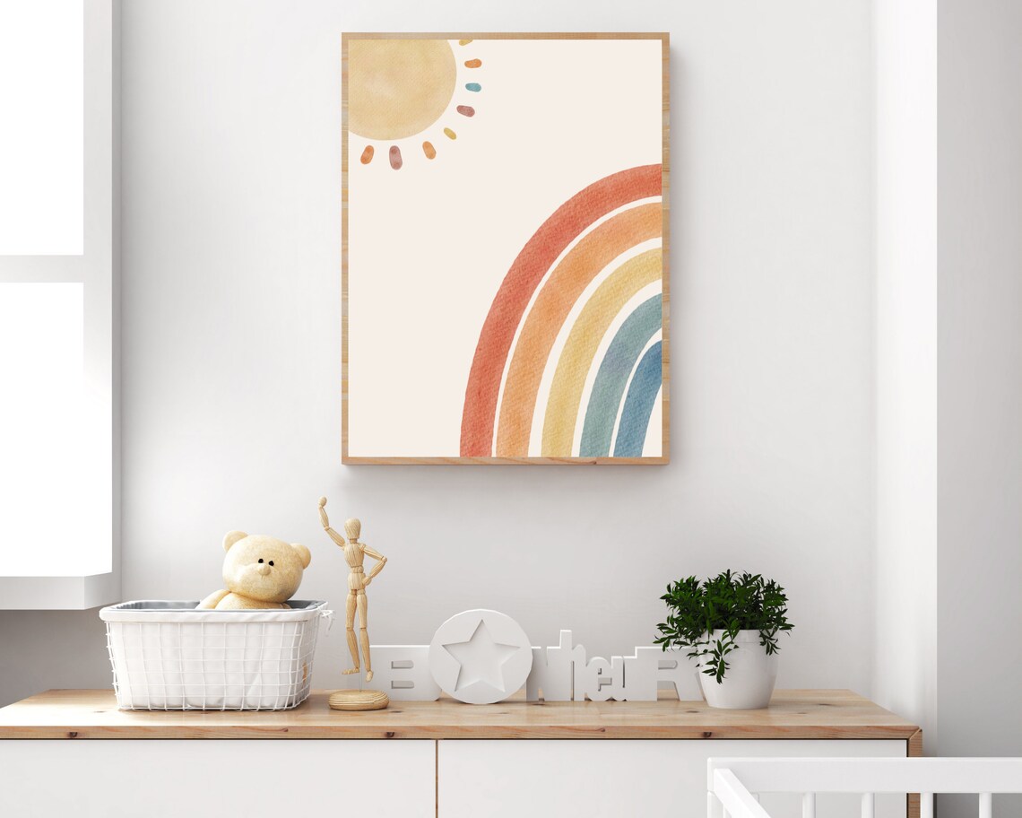 Boho Nursery Decor Boho Nursery Print Boho Nursery Rainbow Prints Boho Nursery Wall Decor Kids Room Art Playroom Decor Baby Girl Room - Image 4