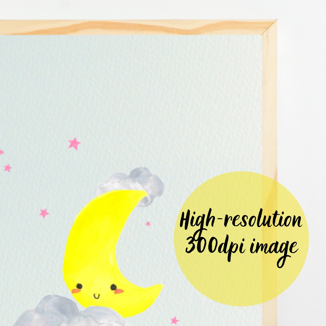 Moon And Stars Nursery Art Baby Room Wall Art Cute Moon Nursery Wall Decor Clouds Nursery Prints Sky Nursery Decor For Baby Girl - Image 4