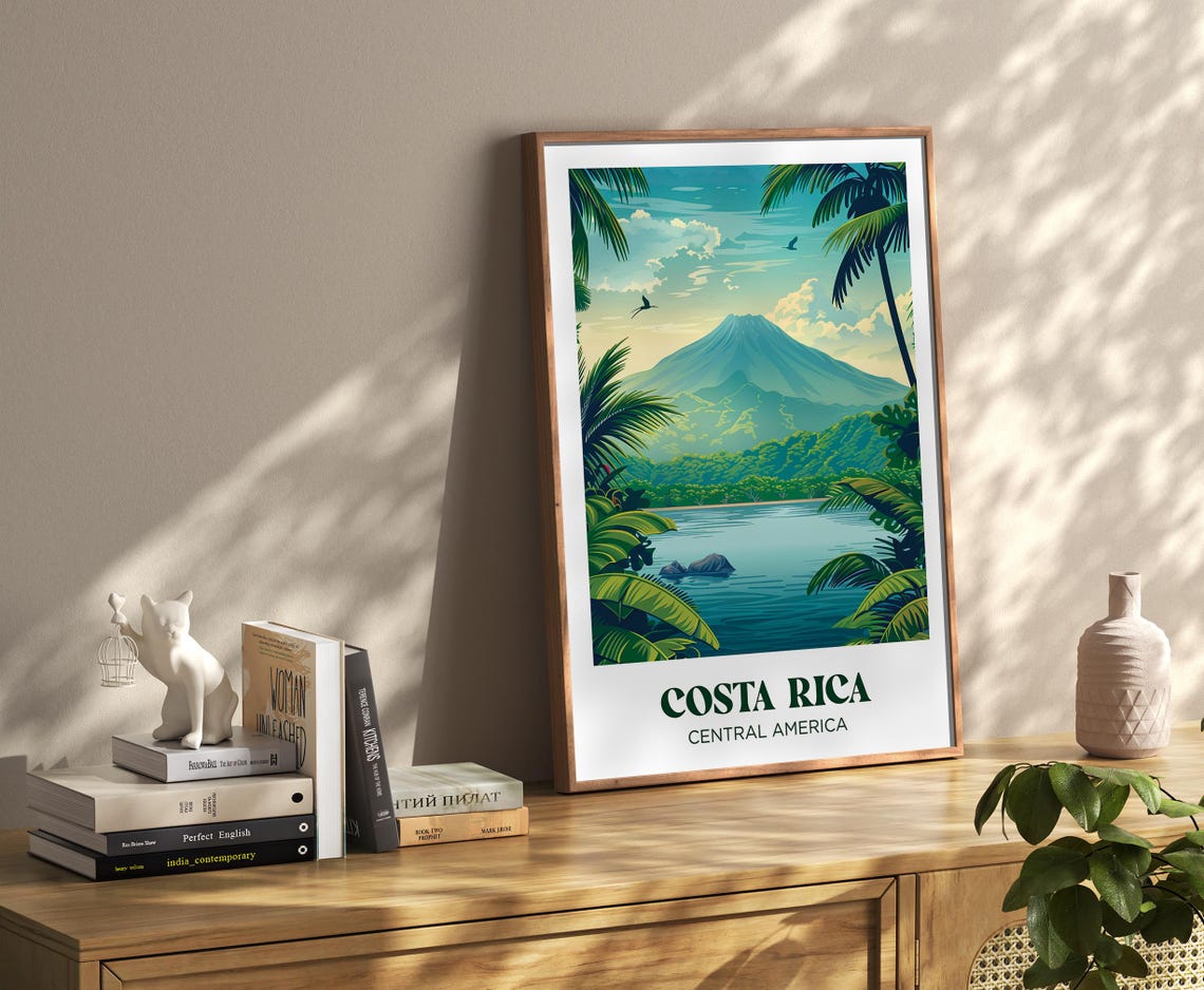 Costa Rica Travel Poster Costa Rica Art Print Costa Rica Painting Illustration Costa Rica Watercolor Home Decor - Image 3