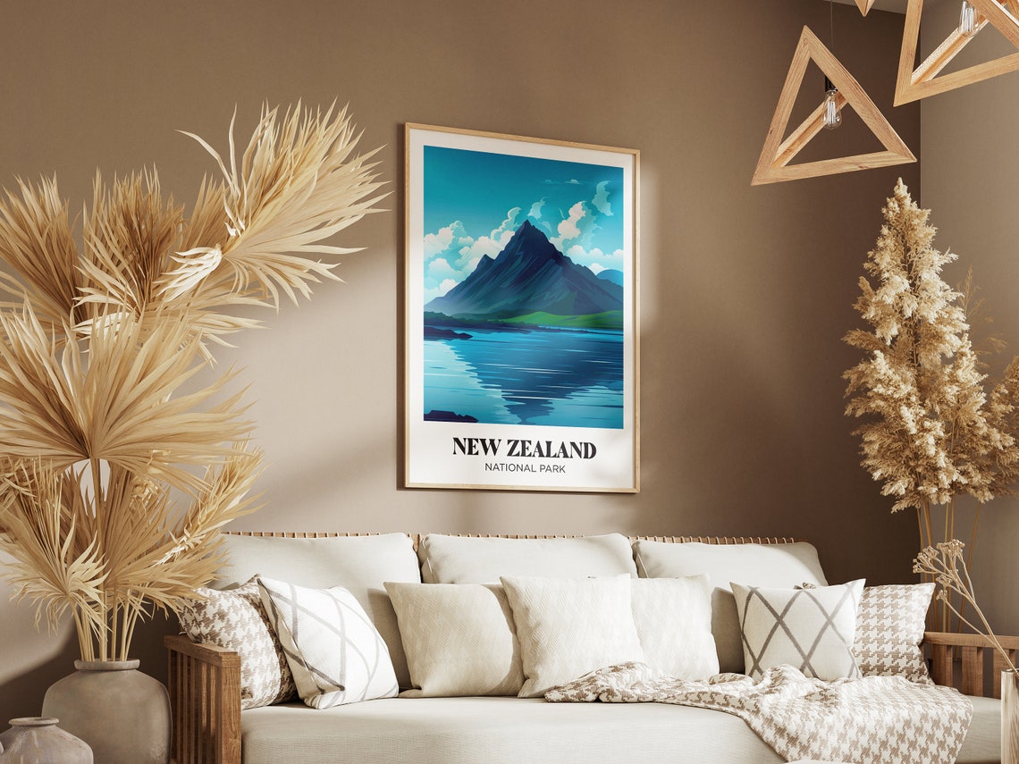 New Zealand Travel Poster Illustration New Zealand Pacific Ocean Travel Poster New Zealand - Image 2