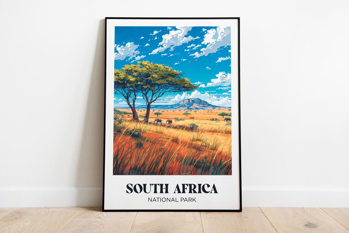 South Africa Poster South Africa Landscape Illustration South Africa Travel Poster South Africa Nature Print South Africa Gift