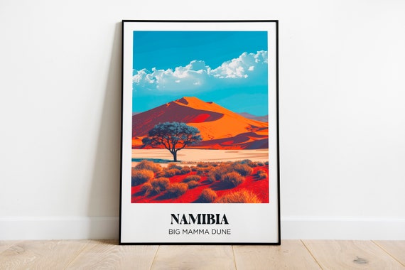 Namibia Travel Poster African Wall Art Print Namibia Painting Illustration Safari Watercolor Home Decor