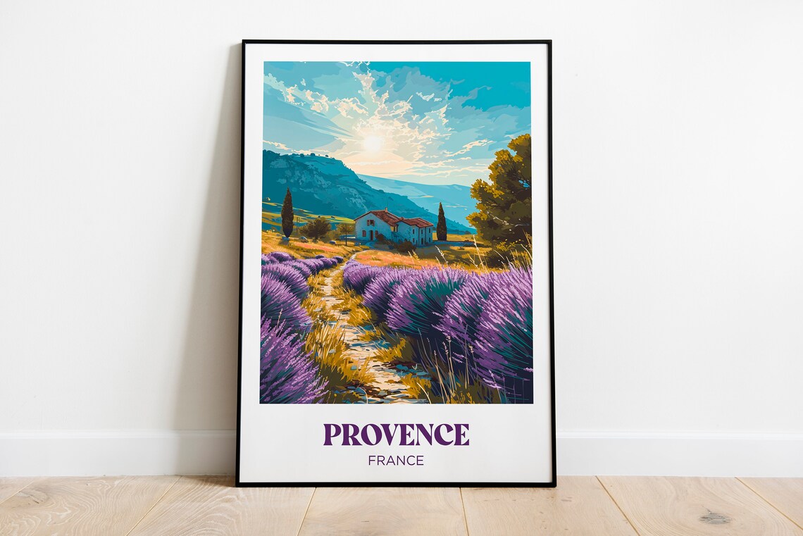 Provence Travel Poster, French Watercolor Farmhouse Art Print