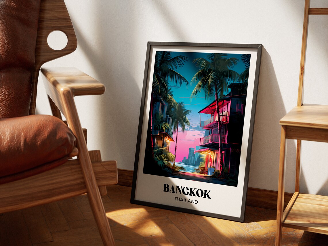 Bangkok Vintage Travel Poster, Thailand Art Print - Image 4