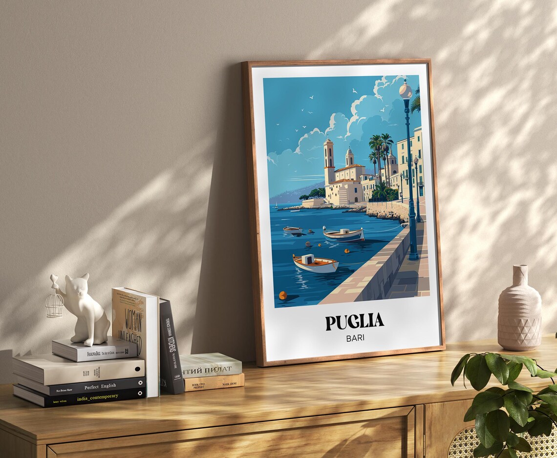 Bari Puglia Travel Poster, Italy Watercolor Decor - Image 3