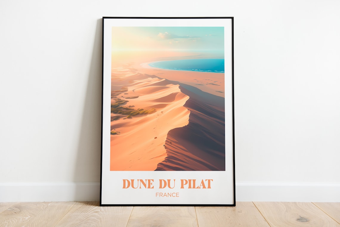 Dune Du Pilat Travel Poster, Ocean Watercolor