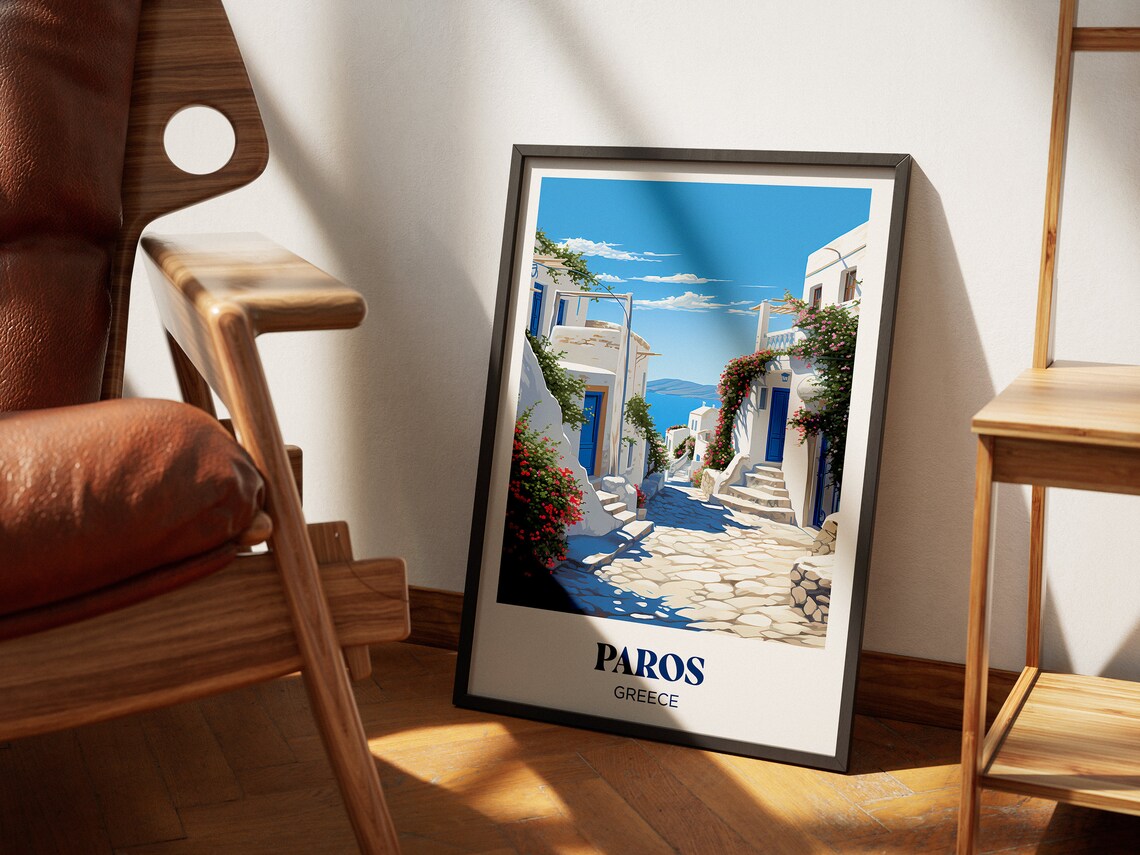 Paros Travel Poster, Greece Watercolor Art Print - Image 4