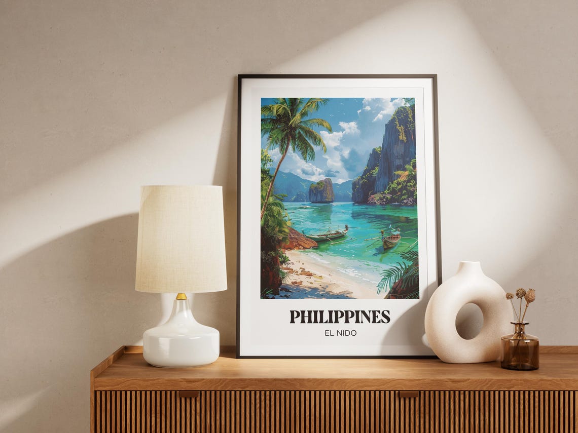 Philippines El Nido Lagoon Karst Cliffs Boats Tropical Travel Poster - Image 4