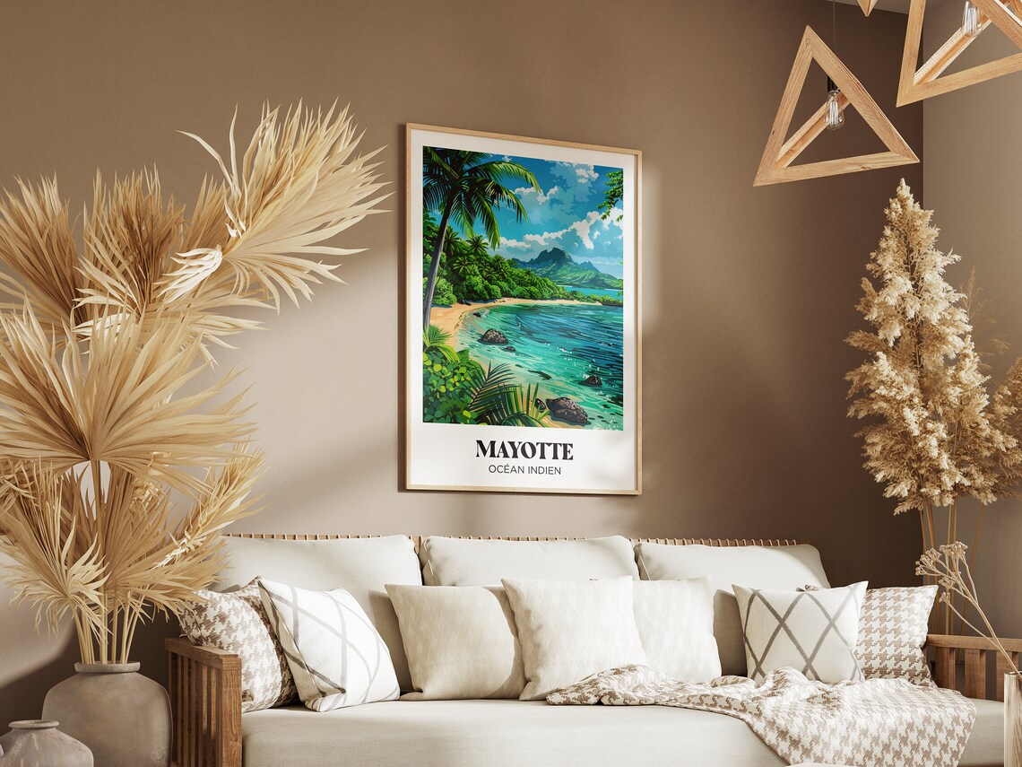 Mayotte Travel Poster, Paradise Beach Illustration - Image 2