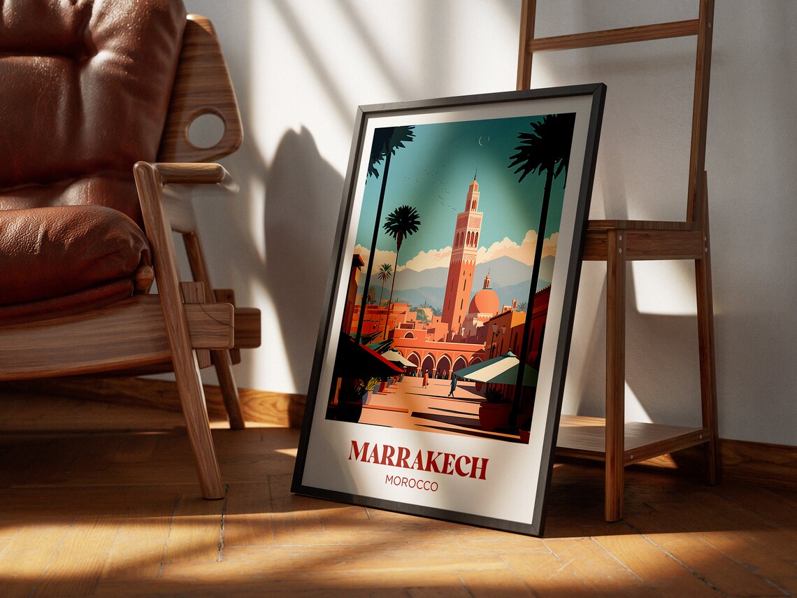 Marrakesh Watercolor Travel Poster, Art Print - Image 3