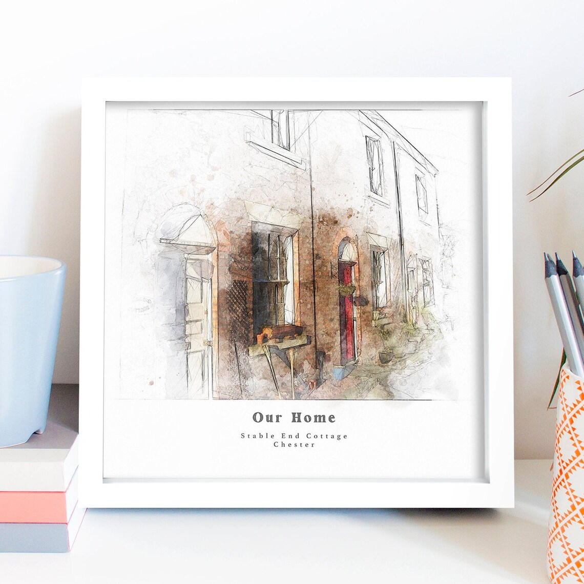 Bespoke House Portrait, Artistic Sketch Home Print