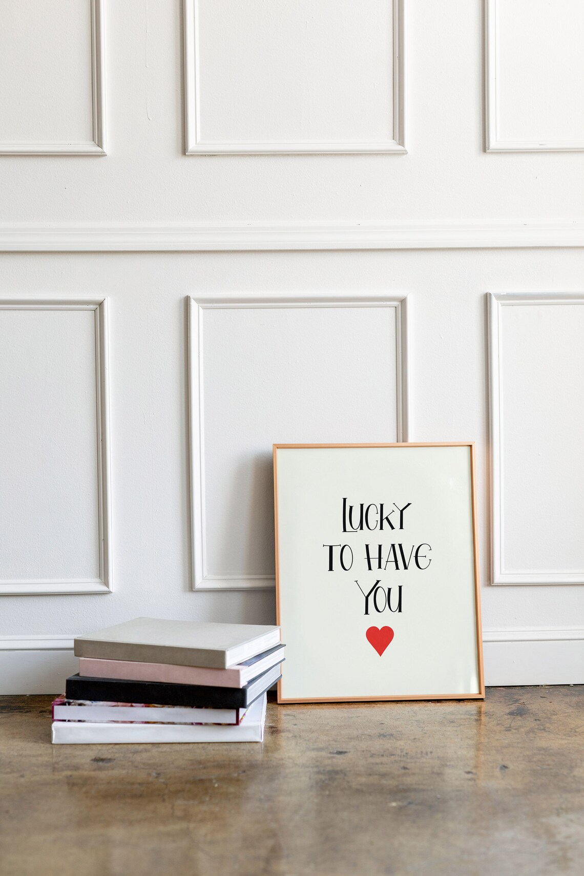 Lucky To Have You Minimalist Love Quote Poster with Red Heart - Image 2