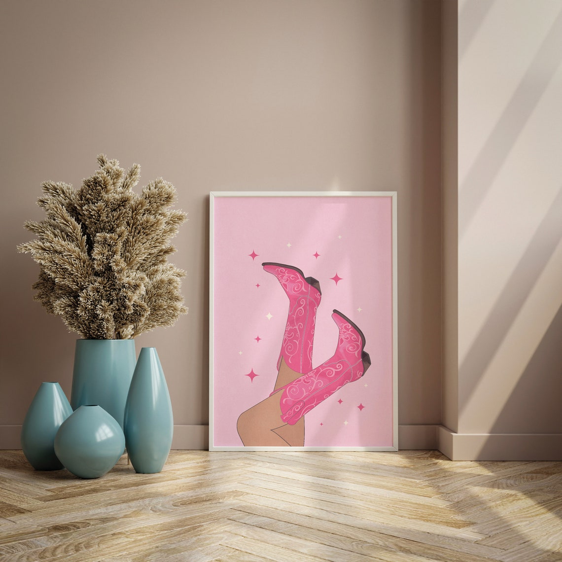 Aesthetic Wall Art Coastal Cowgirl Decor Pink Prints Trendy Retro Wall Art Pink Room Decor Party Poster Coastal Cowgirl Wall Art - Image 2