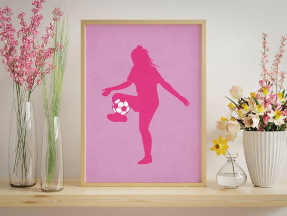Girls Soccer Poster, Teen Room Sports Wall Art