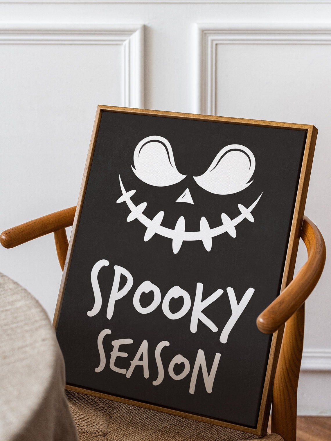 Spooky Season Black Chalkboard Halloween Jack-O-Lantern Face Poster - Image 3