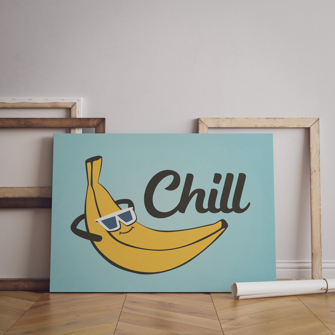 Chill Banana in Sunglasses Retro Kitchen Funny Food Art Poster - Image 3