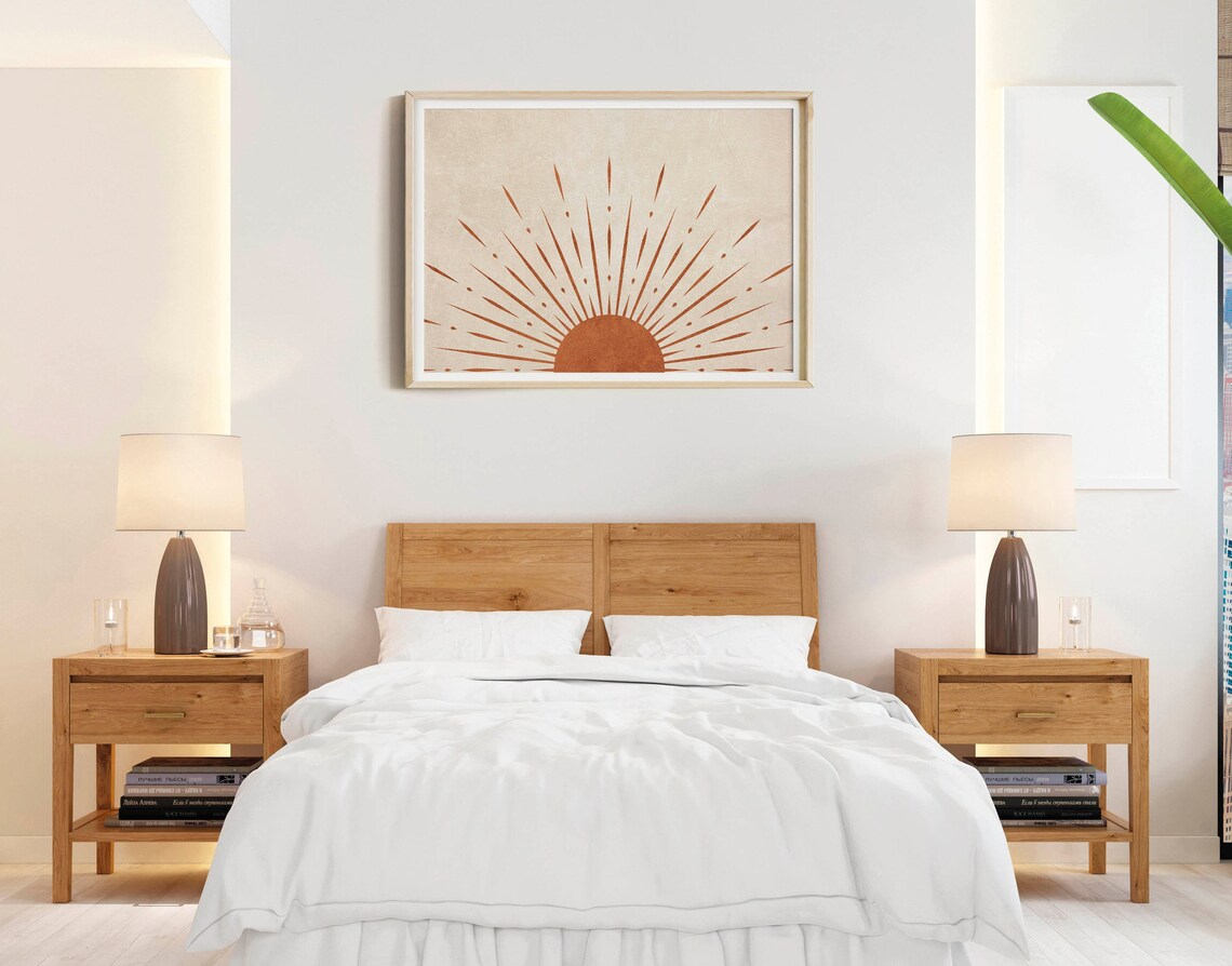 Sun Wall Print, Boho Abstract Sunset Art Print - Image 3