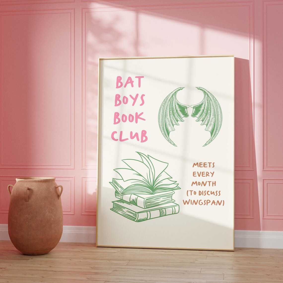 Bat Boys Book Club Green Wings Fantasy Romantasy Book Poster - Image 5