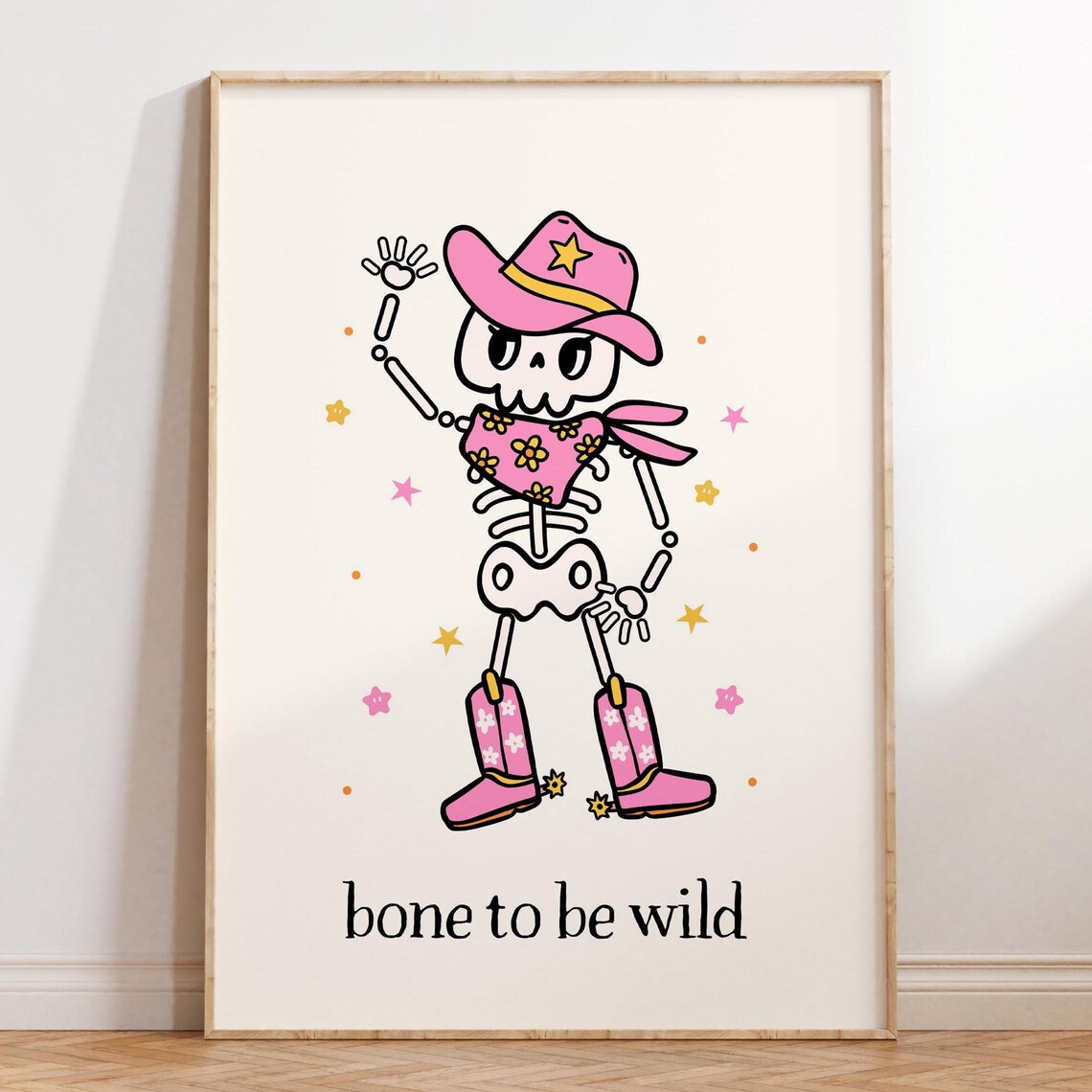 Cowgirl Halloween, Retro Skeleton Bone To Be Wild