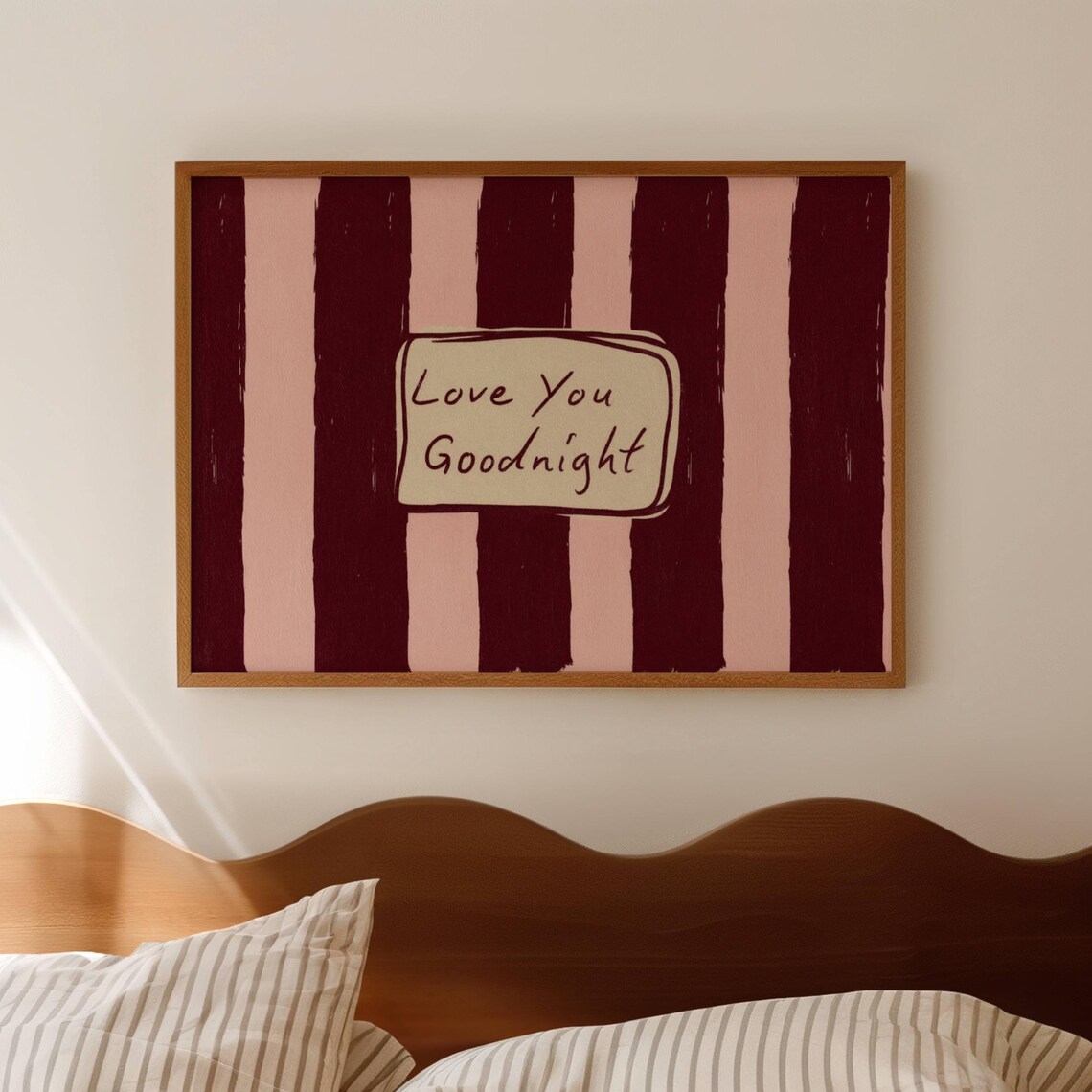 Love You Goodnight, Mid-Century Bedroom Art Print