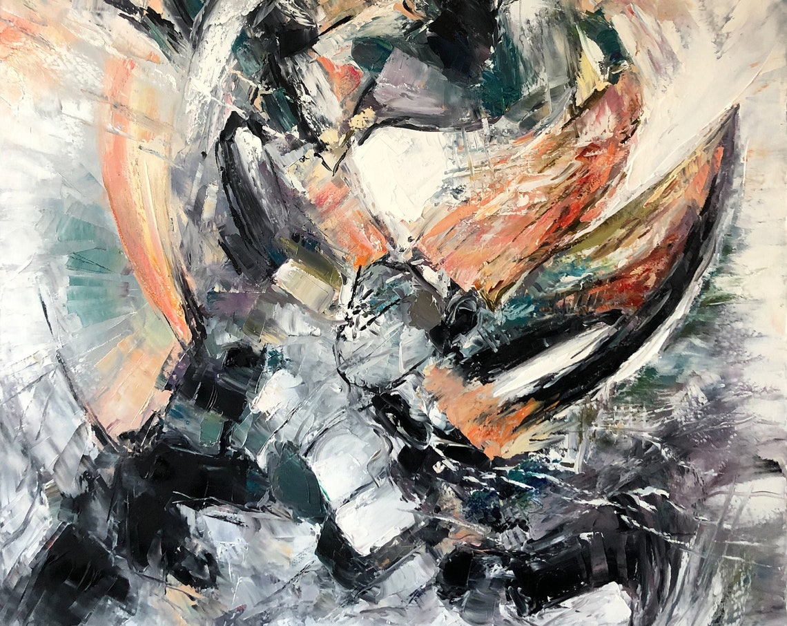 Modern Abstract Oil Painting On Stock Market Art Wall Street Art Contemporary Black Abstract Handmade Painting Finance Wall Art - Image 3