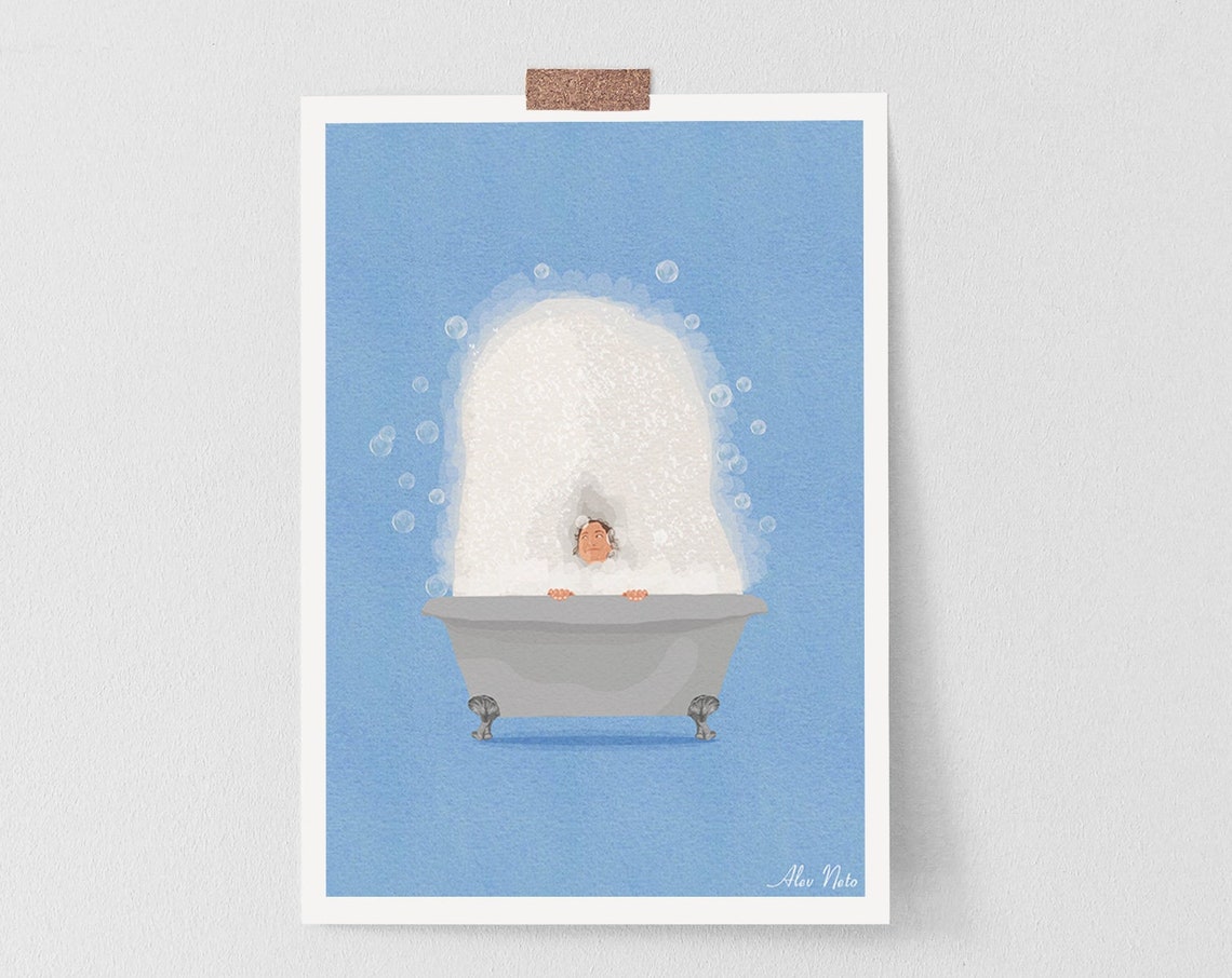 Funny Bubble Bath Drowning in a Towering Mountain of Foam Wall Art